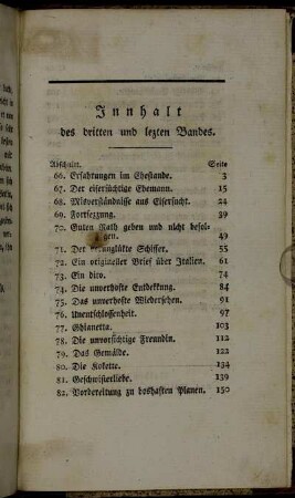 Innhalt des dritten und lezten Bandes
