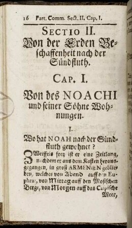 Sectio II. Von der Erden Beschaffenheit nch der Sündfluth.
