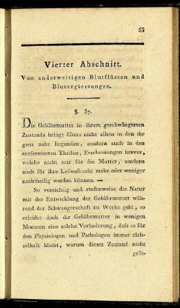 Vierter Abschnitt. Von anderweitigen Blutflüssen und Blutergiessungen.