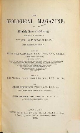 The geological magazine or monthly journal of geology. [17] = No. 187 - 198 = N.S., Decade 2, Vol. 7. 1880