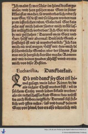 Eucharistia. Danckbarkait.