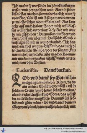 Eucharistia. Danckbarkait.