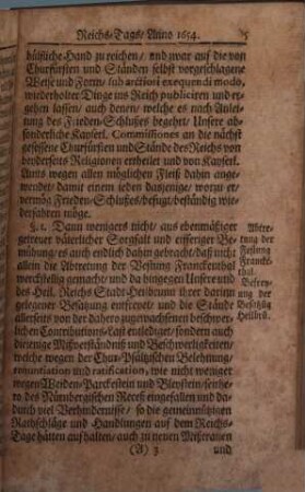 Reichs-Abschied zu Regenspurg 1654. : [... Gegeben in Unser und des Heil. Reichs Stadt Regenspurg den 17. Tag des Monats Maii Anno 1654. ...]