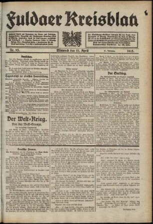 Ausgabe vom Mittwoch, den 21. April 1915.