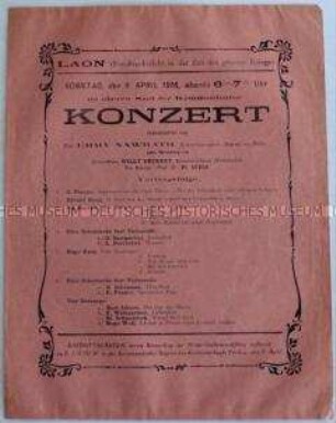 Programm eines Konzertes für die deutsche Armee im besetzten Frankreich