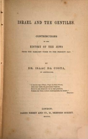 Israel and the Gentiles : Contributions to the History of the Jews from the earliest times to the present Day
