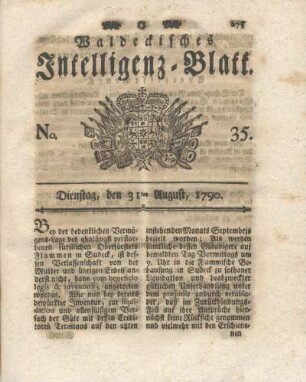 No. 35, Dienstag, den 31ten August, 1790