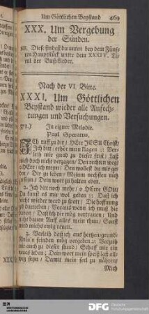 XXXI. Um Göttlichen Beystand wieder alle Anfechtungen und Versuchungen.