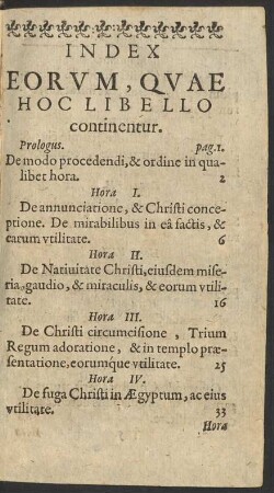 Index Eorum, Quae Hoc Libello continentur.