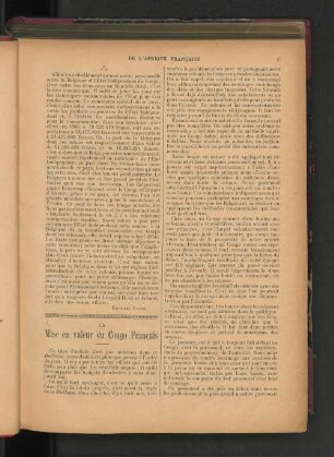 La Mise en valeur du Congo Francais.