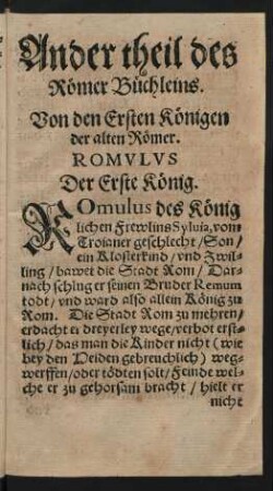 Romulus. Der Erste König.