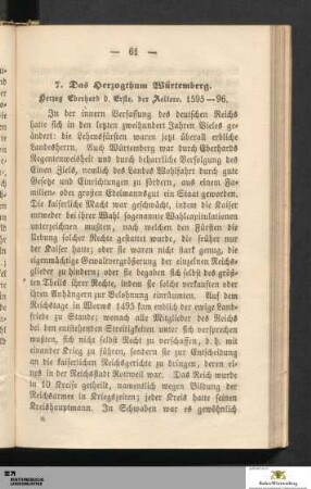 7. Das Herzogthum Würtemberg