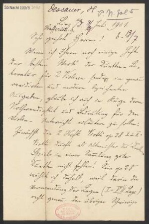 Brief an B. Schott's Söhne : 08.07.1901