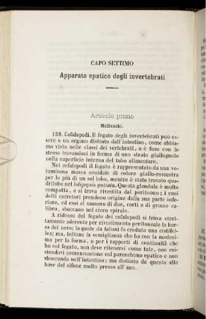 Capo Settimo. Apparato epatico degli invertebrati