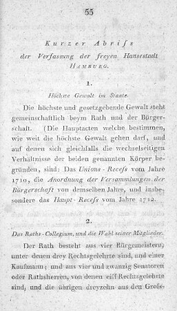 2. Das Raths-Collegium, und die Wahl seiner Mitglieder.
