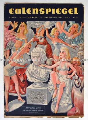 Satirezeitschrift "Eulenspiegel" mit Titel zum 280. Geburtstag des Erfinders des europäischen Hartporzellans Johann Friedrich Böttger