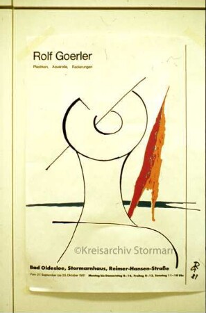 Ausstellungseröffnung "Plastiken, Aquarelle, Radierungen" (Rolf Goerler): Plakat zur Kunstausstellung (27.09.1981 bis 28.10.1981)