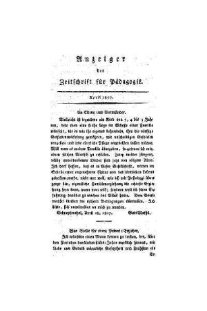 Anzeiger der Zeitschrift für Pädagogik : April