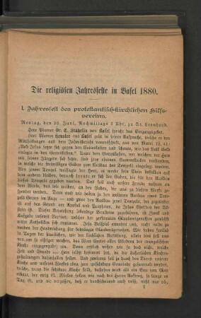 I. Jahresheft des protestantisch-kirchlichen Hilfsvereins.