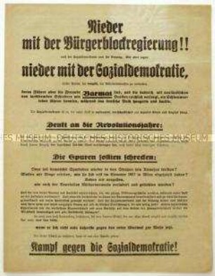 Flugschrift der Deutschnationalen Volkspartei gegen die SPD und Aufruf zur Reichstagswahl 1928