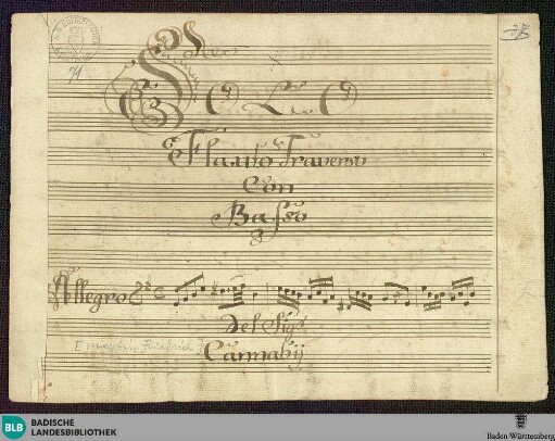 Sonatas - Mus. Hs. 71 : fl, b; e; DTB 16 e1