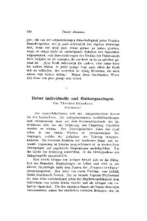 Ueber individuelle und Gattungsanlagen : (Fortsetzung)