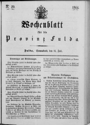 Nr. 29, Ausgabe vom 16. Juli 1864