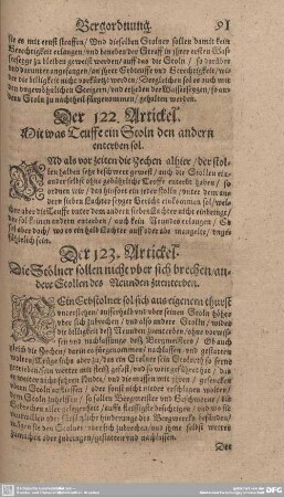 Der 123. Artickel. Die Atölner sollen nicht uber sich brechen/ andere Stollen des Neunden zuenterben.