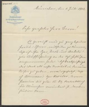 Brief an Karl von Kaskel : 01.07.1902