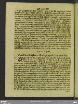 Das II. Capitel. beschuldigung über das titul-blat