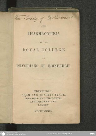 The Pharmacopoeia of the Royal College of Physicians of Edinburgh