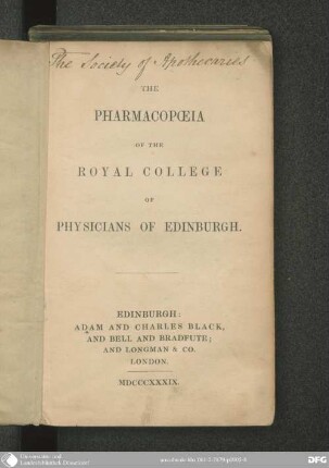 The Pharmacopoeia of the Royal College of Physicians of Edinburgh