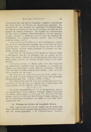 II. Wirkung des Lichtes auf organsiche Körper.