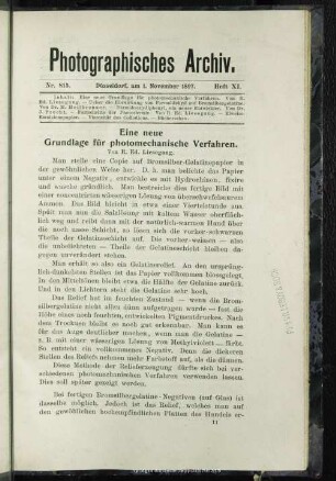 Eine neue Grundlage für photomechanische Verfahren