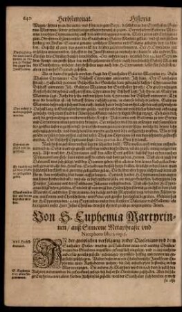 Von S. Euphemia Martyrinnen ...