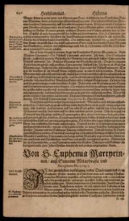 Von S. Euphemia Martyrinnen ...