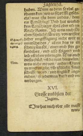 XVI. Grosse unkösten der Jagten.
