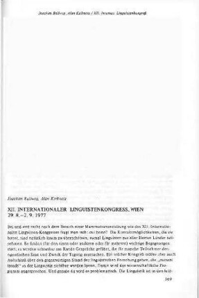 XII. Internationaler Linguistenkongress, Wien 29.8.-2.9.1977