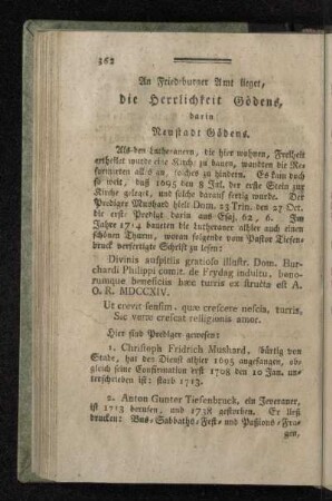 An Friedeburger Amt lieget, die Herrlichkeit Gödens, darin Neustadt Gödens.