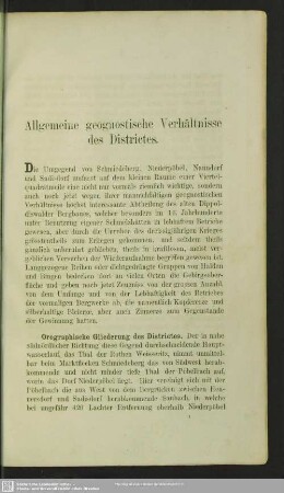 Allgemeine geognostische Verhältnisse des Districtes