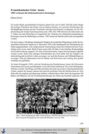 Franziskanischer Geist - heute. 1983 verlassen die Ordensschwestern Kenzingen