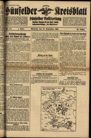 Erste Ausgabe vom Mittwoch, den 13. September 1939.