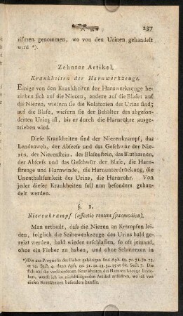 237-287, Zehnter Artikel. Krankheiten der Harnwerkzeuge.