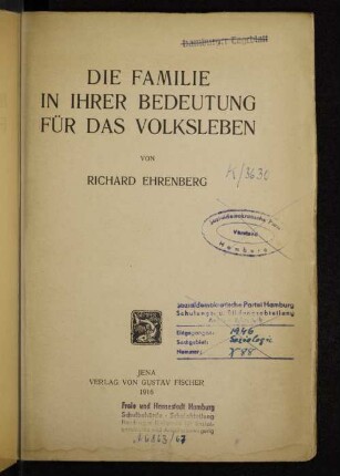 Die Familie in ihrer Bedeutung für das Volksleben