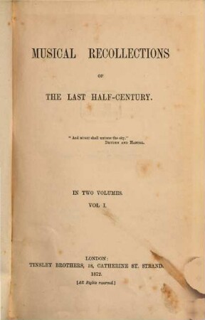 Musical Recollections of the Cast haft-century, I