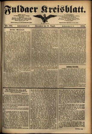 Ausgabe vom Samstag, den 26. August 1905.
