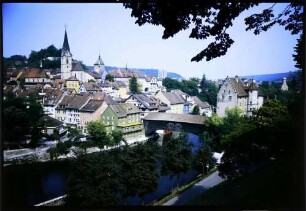 Baden: Altstadt mit Aare, von Osten