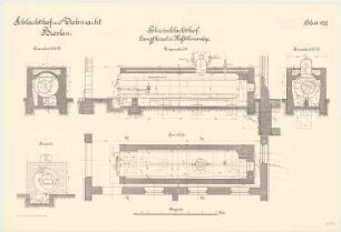 Schlachthof und Viehmarkt, Breslau Polizei-Schlachthof: Dampfkessel: Grundriss Querschnitte Längsschnitt Ansicht 1:25