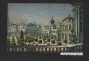 Ansicht des Zwingers in Dresden, Lithografie, um 1850 : Der Zwinger. - Dresden : Brazzova , [bis 1850]. - 1 Ansicht : Lithogr. ; Blattgr. 17 x 11 cm