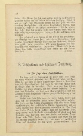 B. Beschreibende und schildernde Darstellung